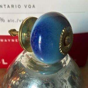 Set of Blue, Red and Gold Ceramic Knobs (9)